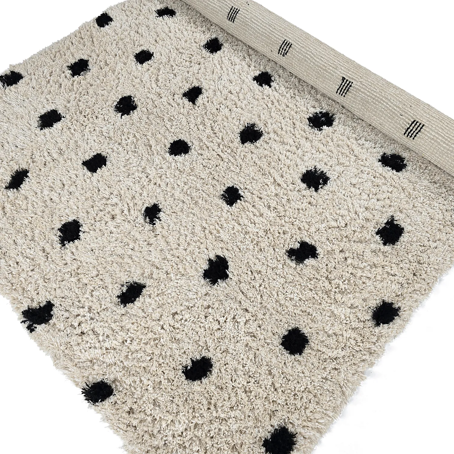 Dywany shaggy - Soria Natural Cotton Shaggy (złamana biel/czarny)