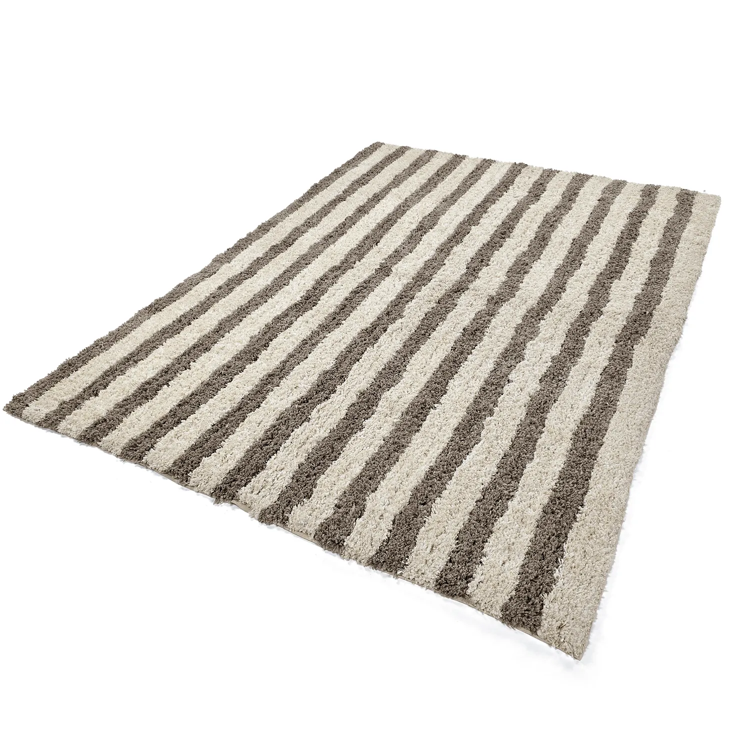Dywany shaggy - Thira Stripe Cotton Shaggy (kremowy/taupe)