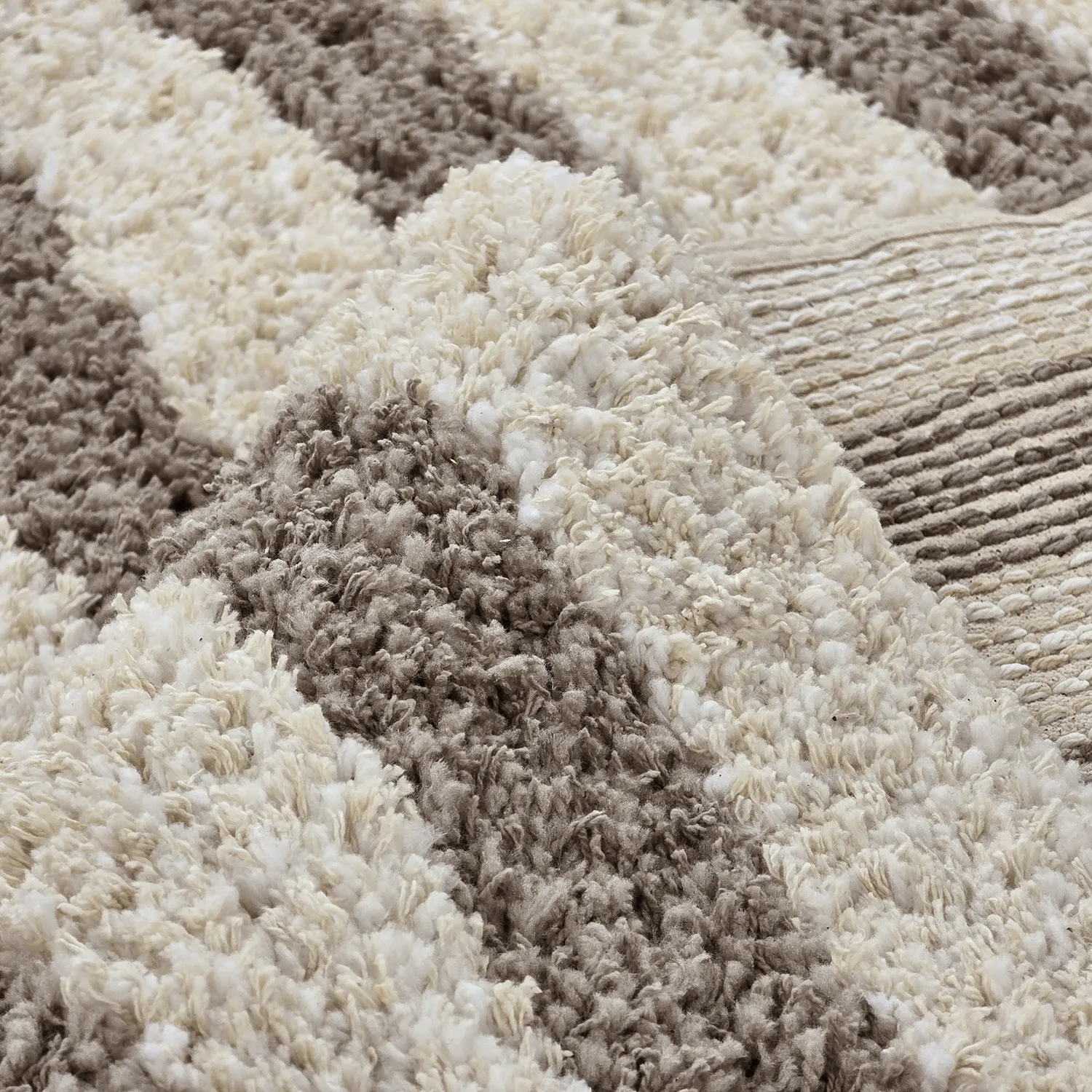 Dywany shaggy - Thira Stripe Cotton Shaggy (kremowy/taupe)