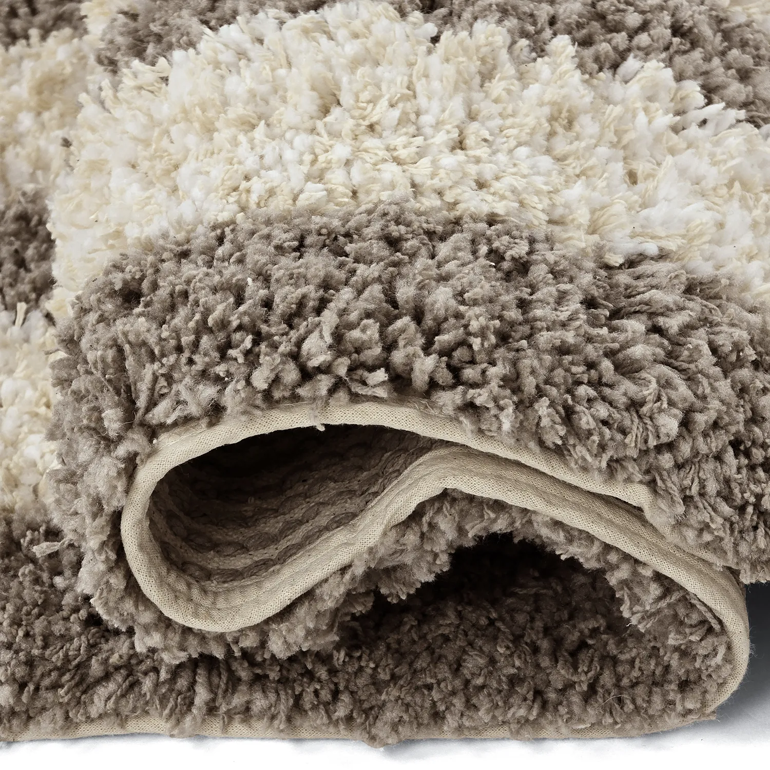 Dywany shaggy - Thira Stripe Cotton Shaggy (kremowy/taupe)