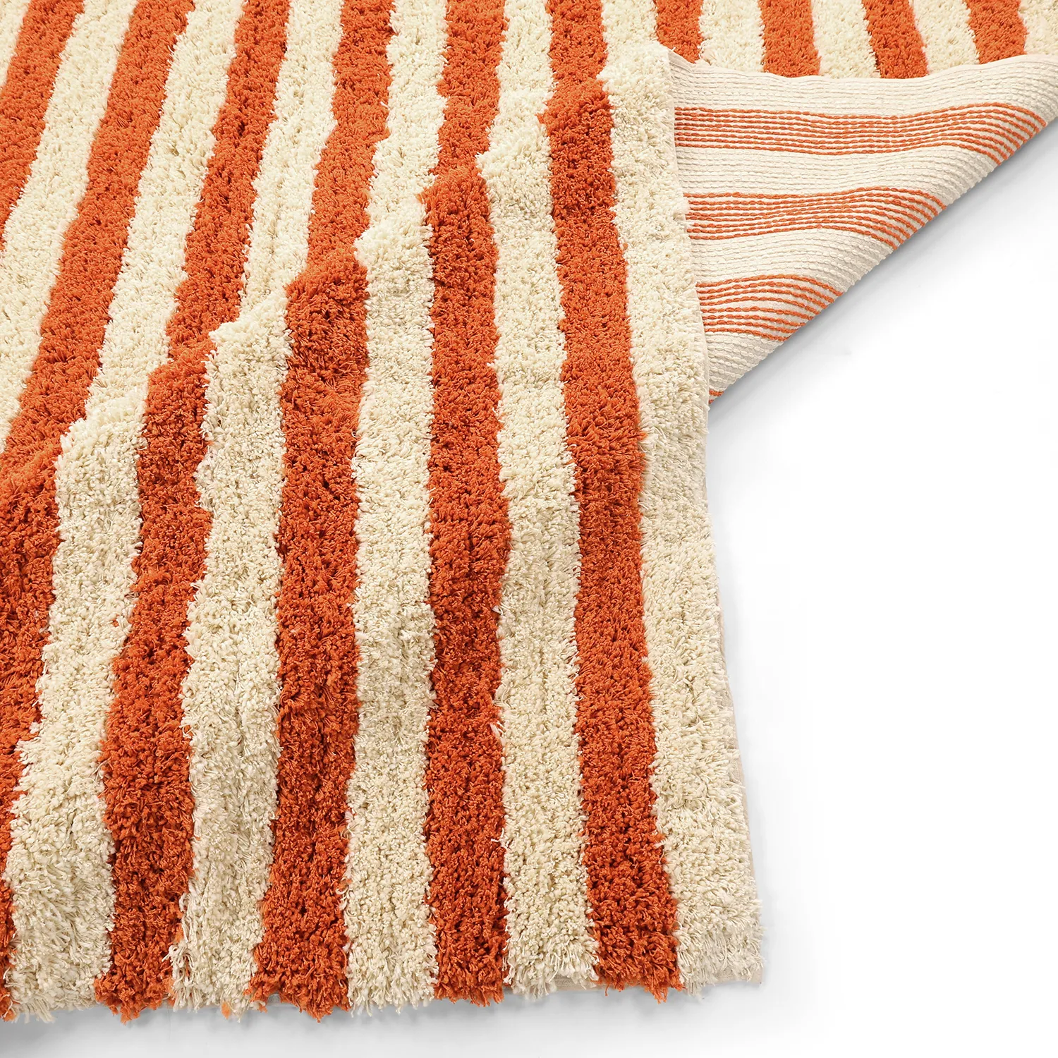 Dywany shaggy - Thira Stripe Cotton Shaggy (jasnożółty/jasnopomarańczowy)