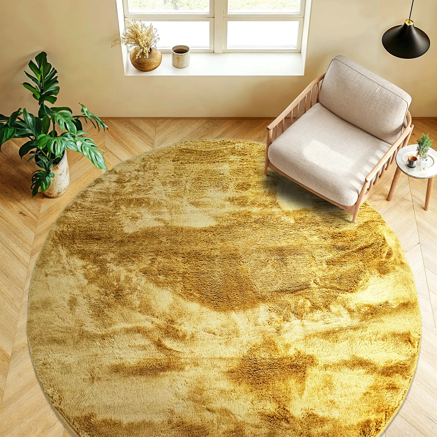 Okrągły dywan - Aranga Super Soft Fur (ochre)