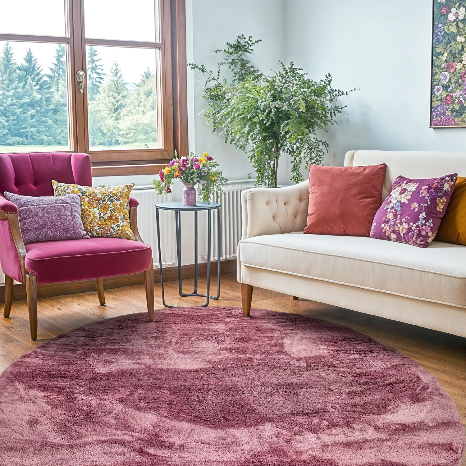 Okrągły dywan - Aranga Super Soft Fur (rose)