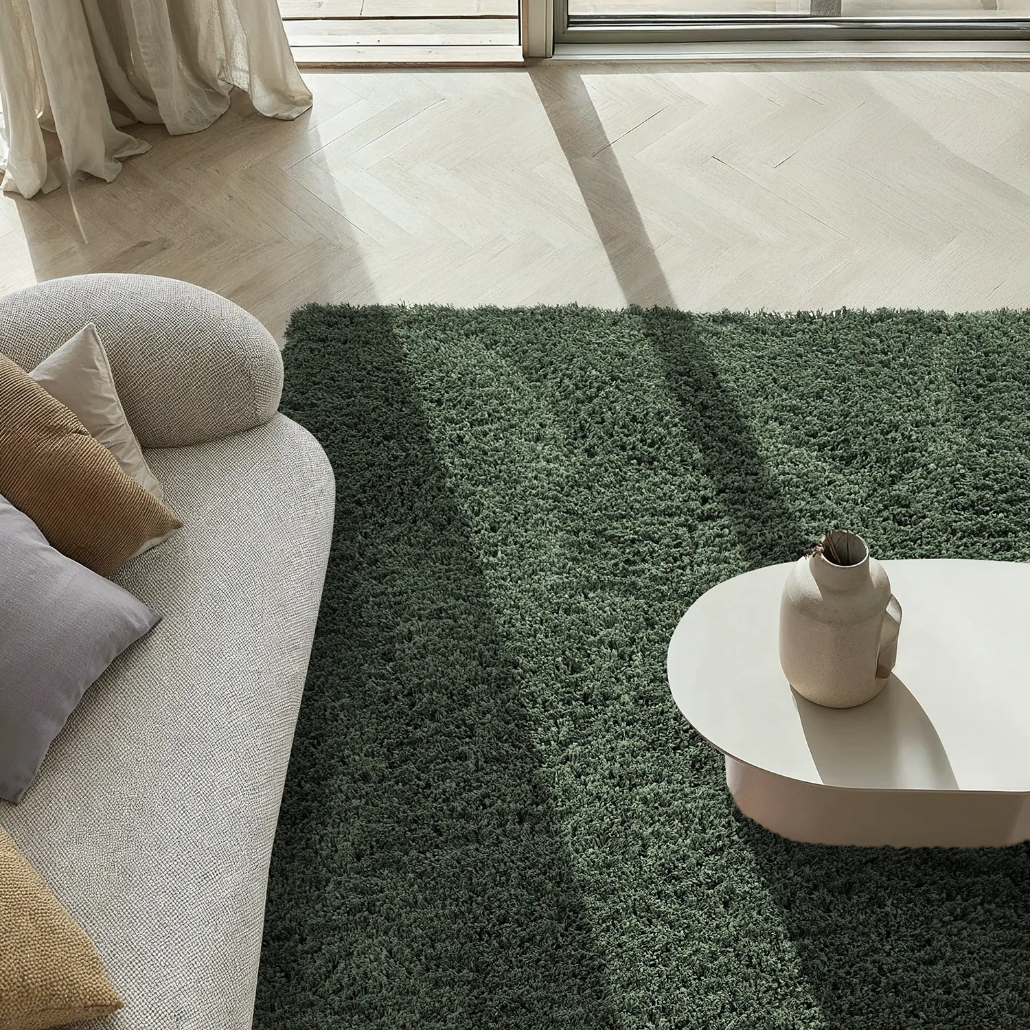 Dywany shaggy - Combarro Solid Cotton Shaggy (zielony)