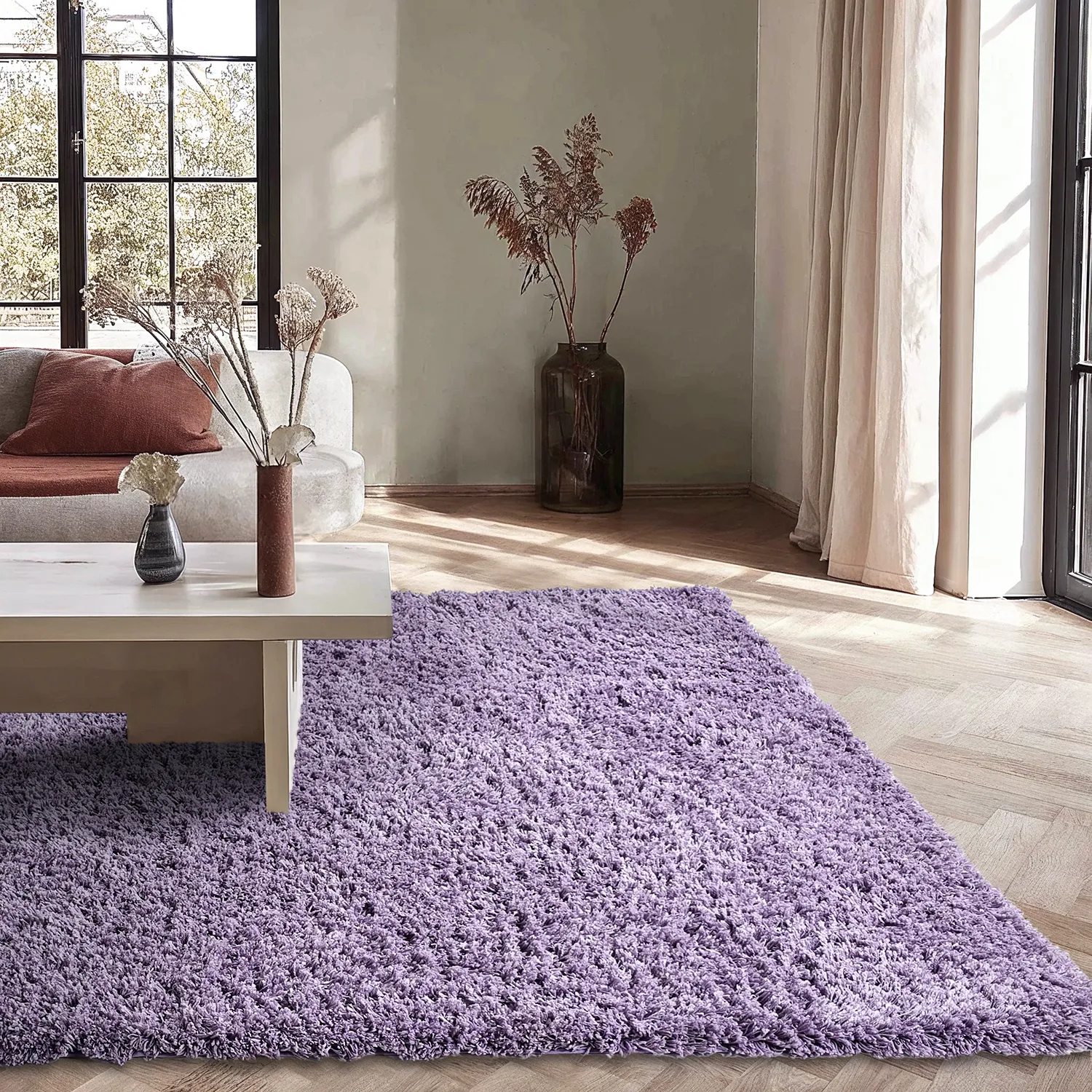 Dywany shaggy - Combarro Solid Cotton Shaggy (jasnofioletowy)