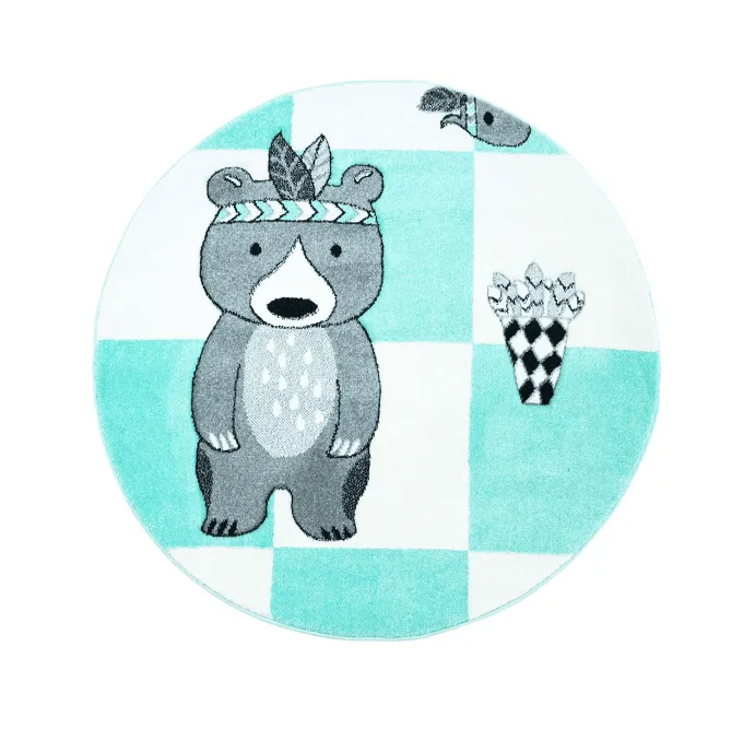 Dywan dziecicęy - Bueno Indian Bear Rund (turkus)