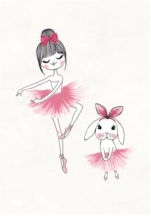 Dywan dziecicęy - Dancing ballerinas (różowy)