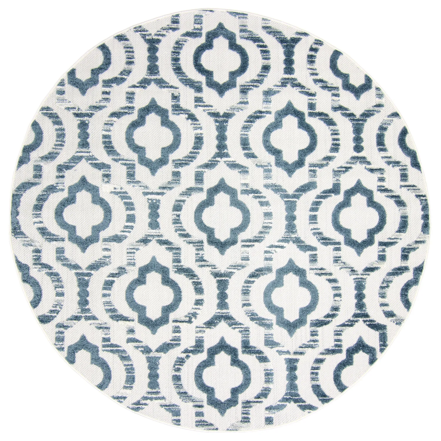 Okrągły dywan - Indoor/Outdoor Trenton (biały/niebieski)