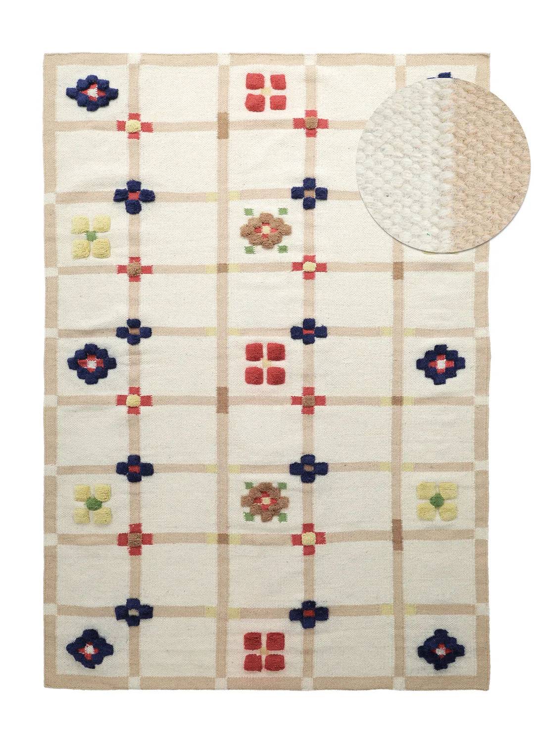 Dywan wełniany - Lausanne Flatweave Tufted Premium (biały/beżowy)