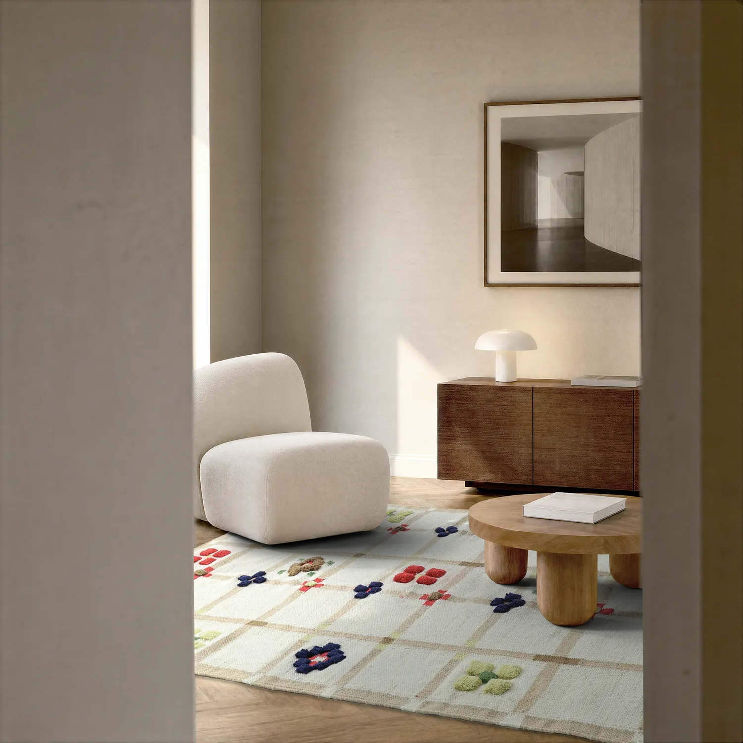 Dywan wełniany - Lausanne Flatweave Tufted Premium (biały/beżowy)
