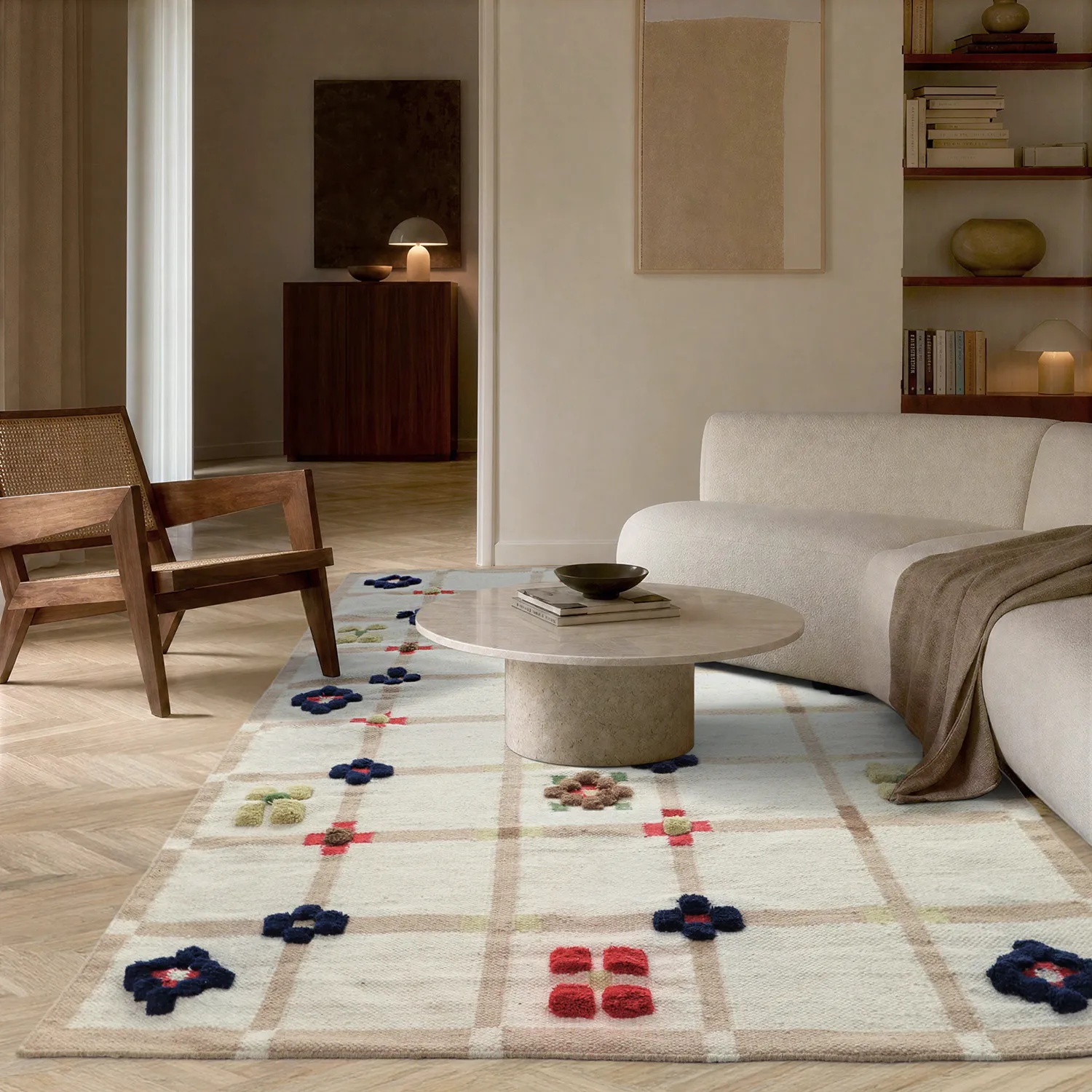 Dywan wełniany - Lausanne Flatweave Tufted Premium (biały/beżowy)