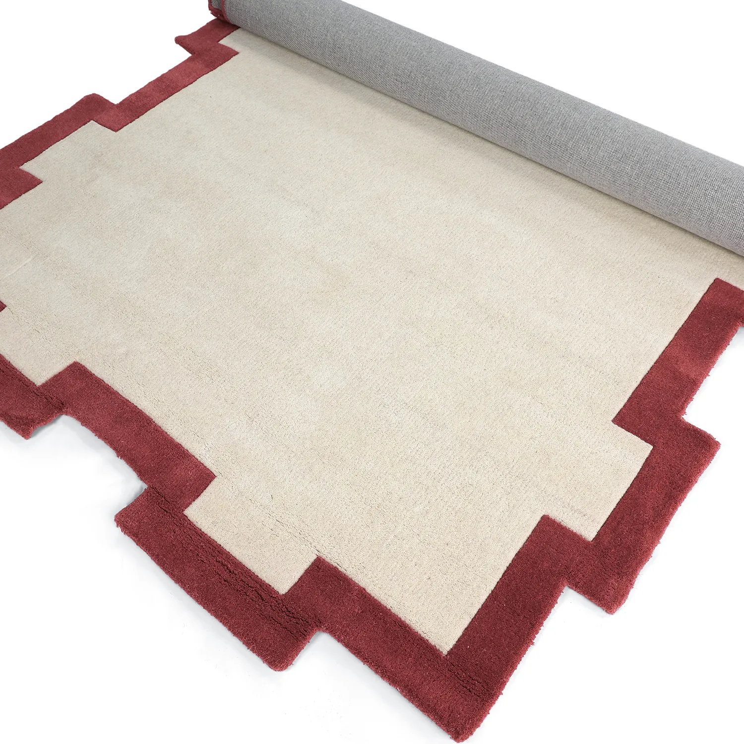 Dywan wełniany - Agra Hand Tufted Wool Premium (krem/czerwony)