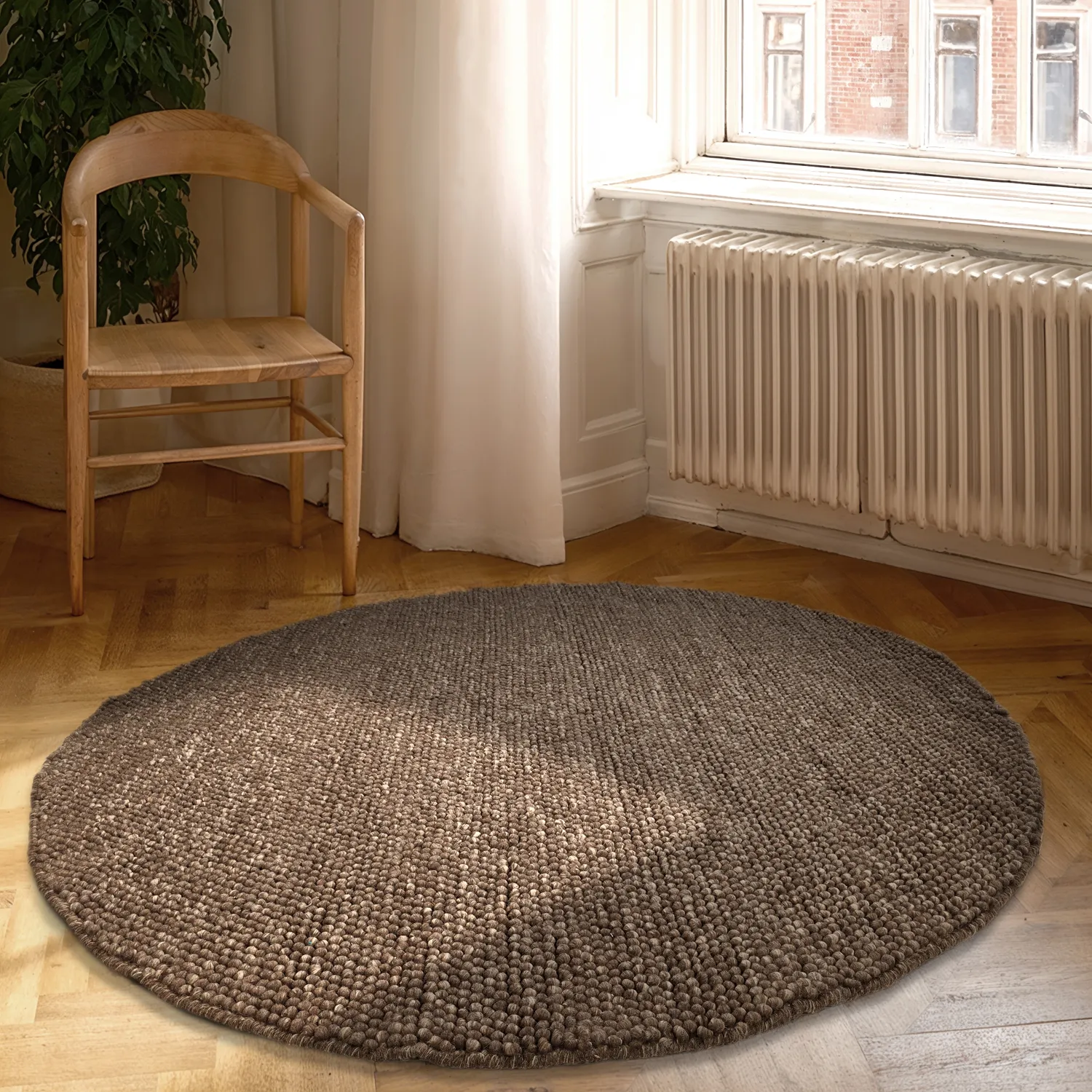 Okrągły dywan - Avafors Wool Bubble (brązowy/beżowy)