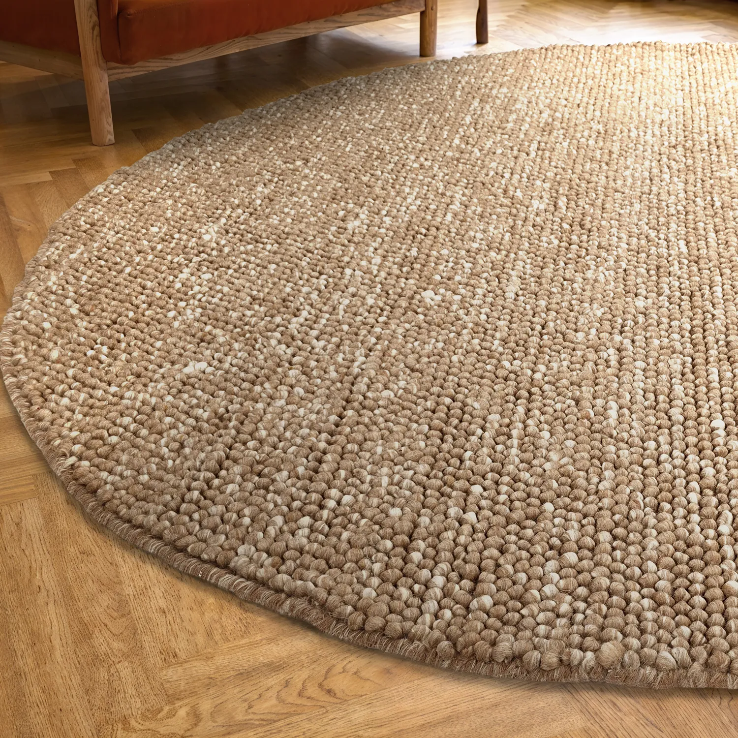 Okrągły dywan - Avafors Wool Bubble (jasnobrązowy/biały)