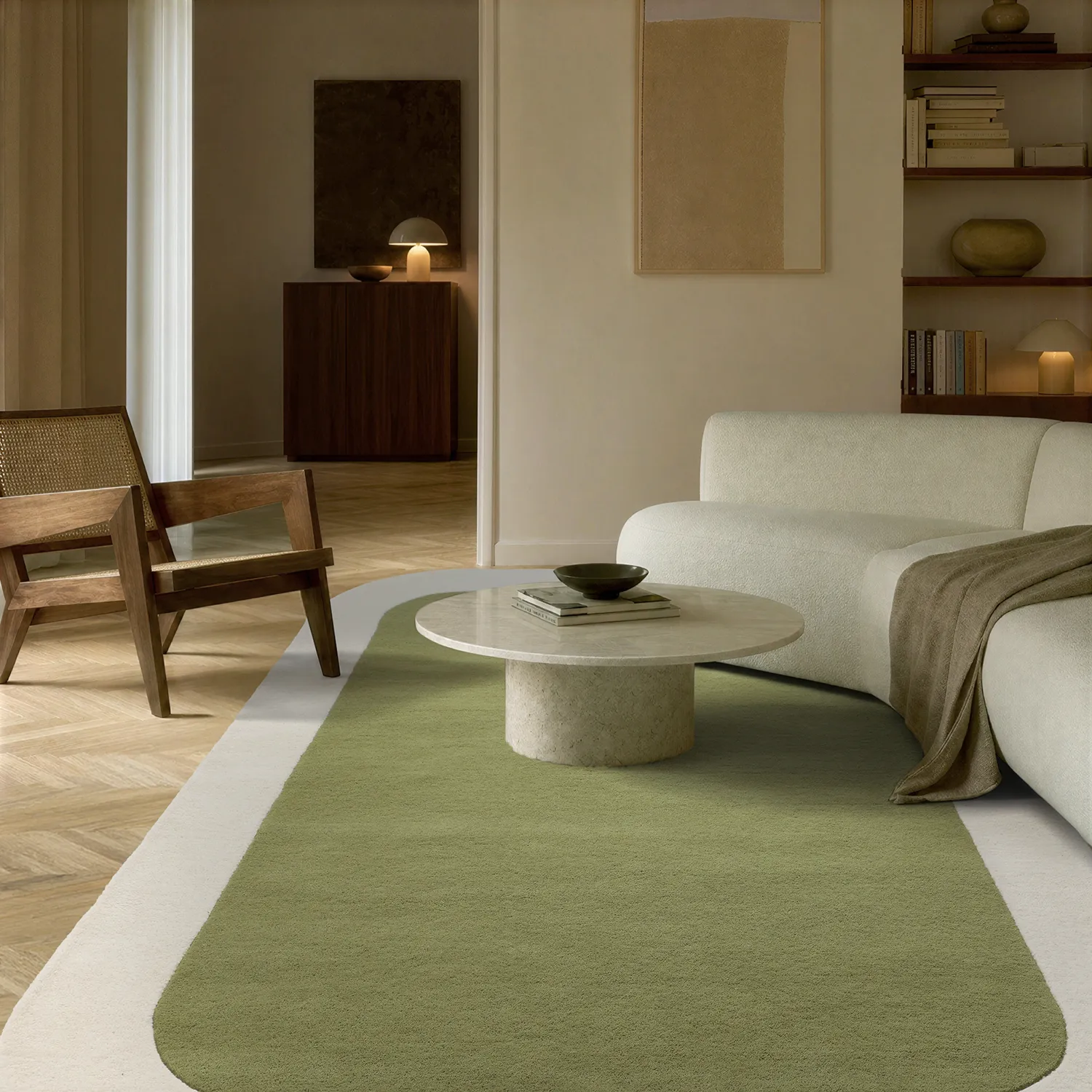 Dywan wełniany - Puri Hand Tufted Wool Premium (zielony/kremowy)