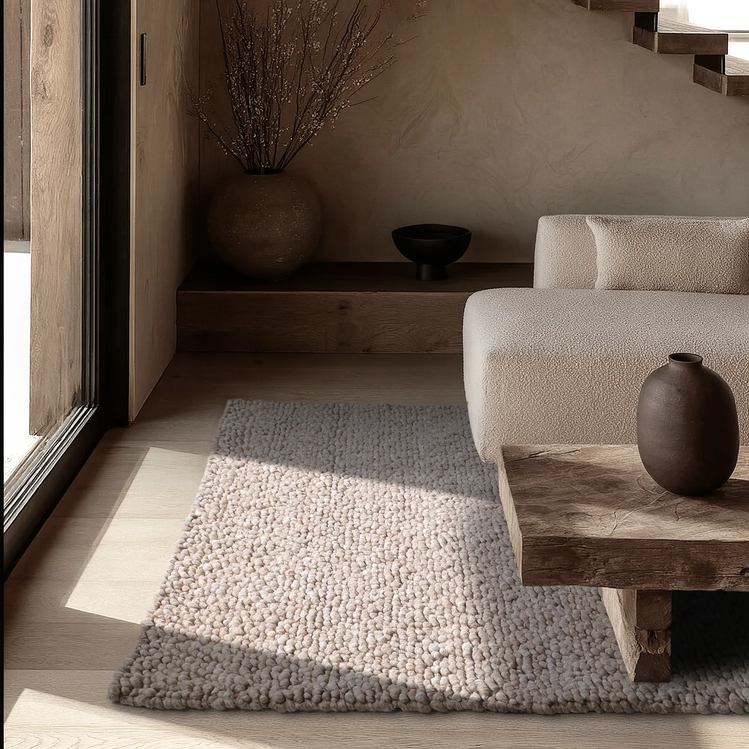 Dywan wełniany - Sala Irregular Wool Bubble (taupe/biały melanż)
