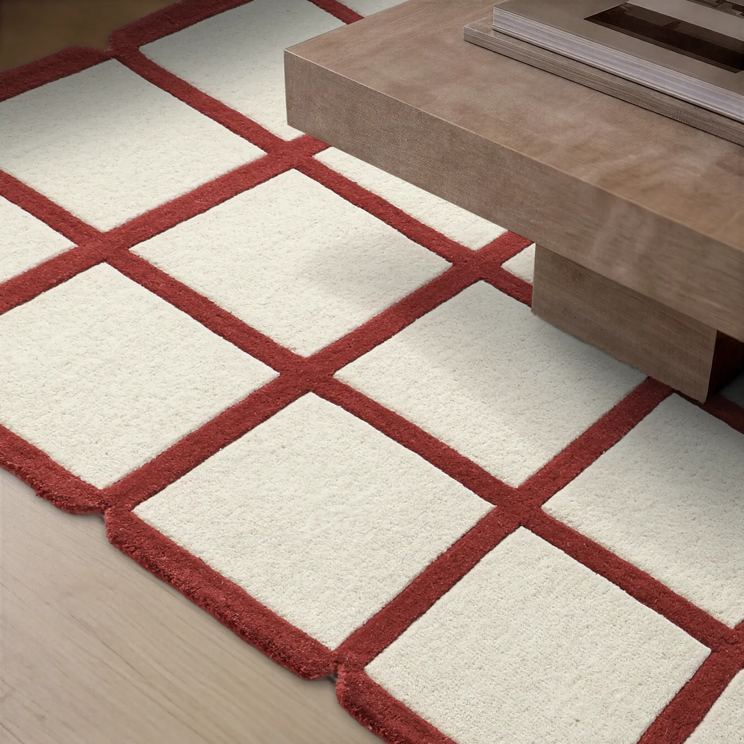 Dywan wełniany - Syl Hand Tufted Wool Premium (czerwony/biały)