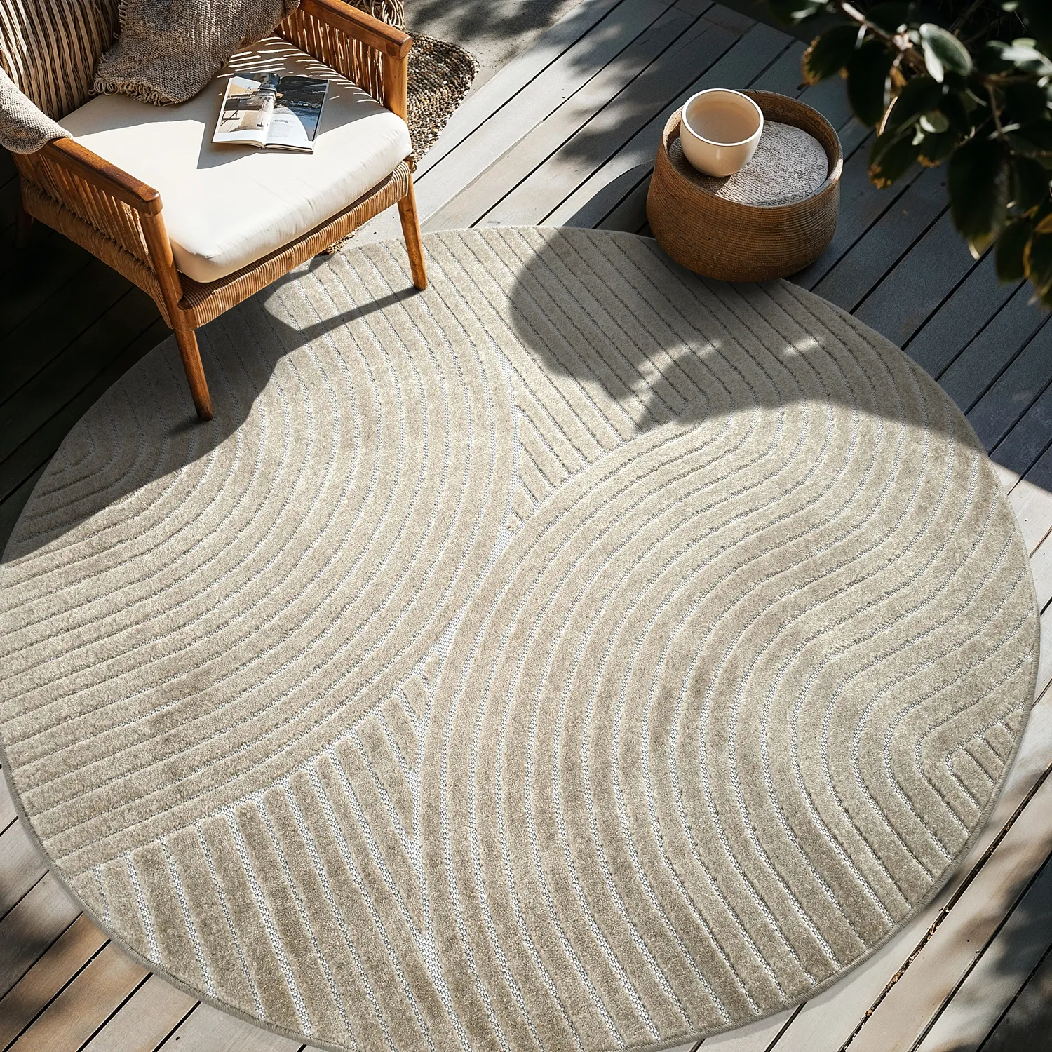 Okrągły dywan - Indoor/Outdoor Devon (beżowy)