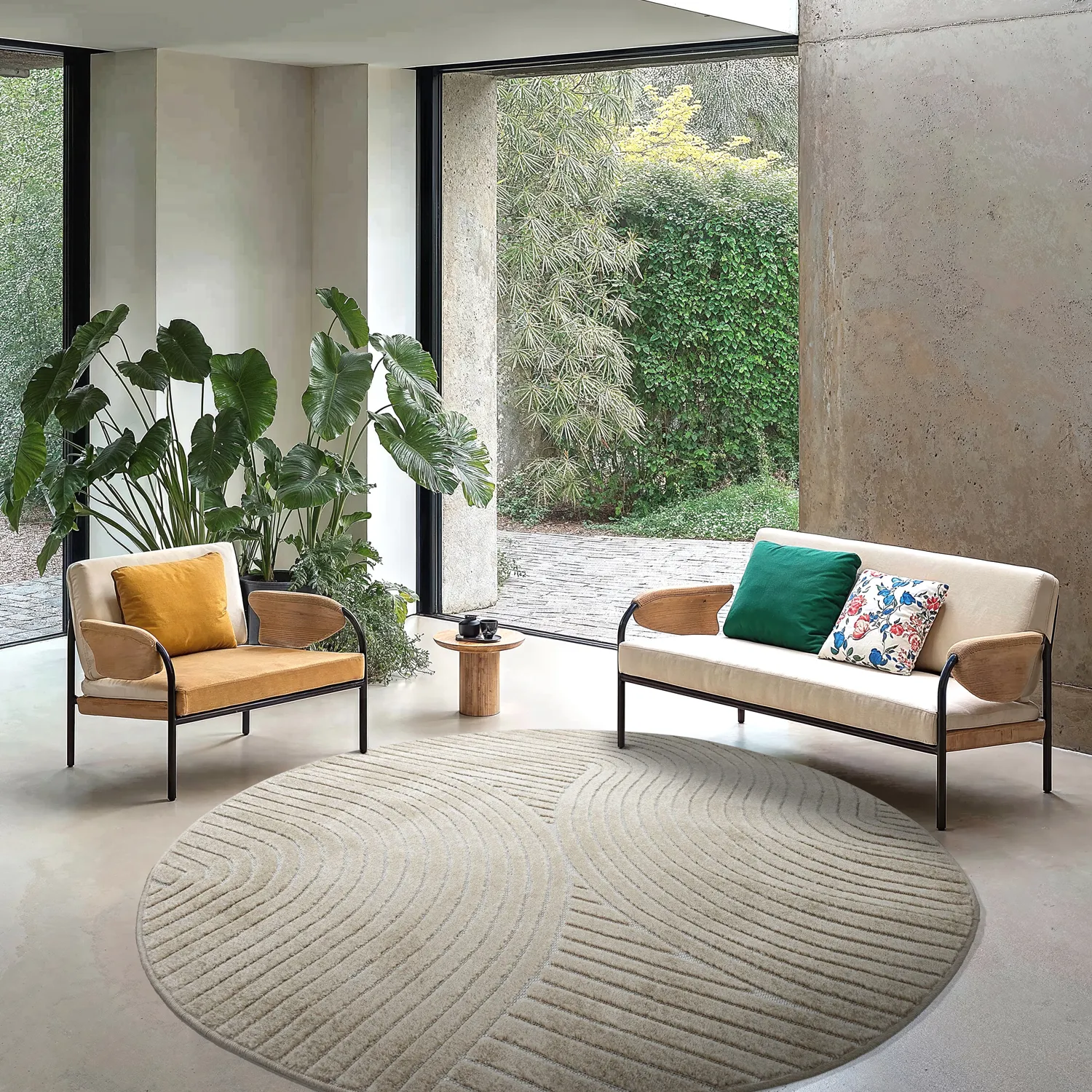 Okrągły dywan - Indoor/Outdoor Devon (beżowy)