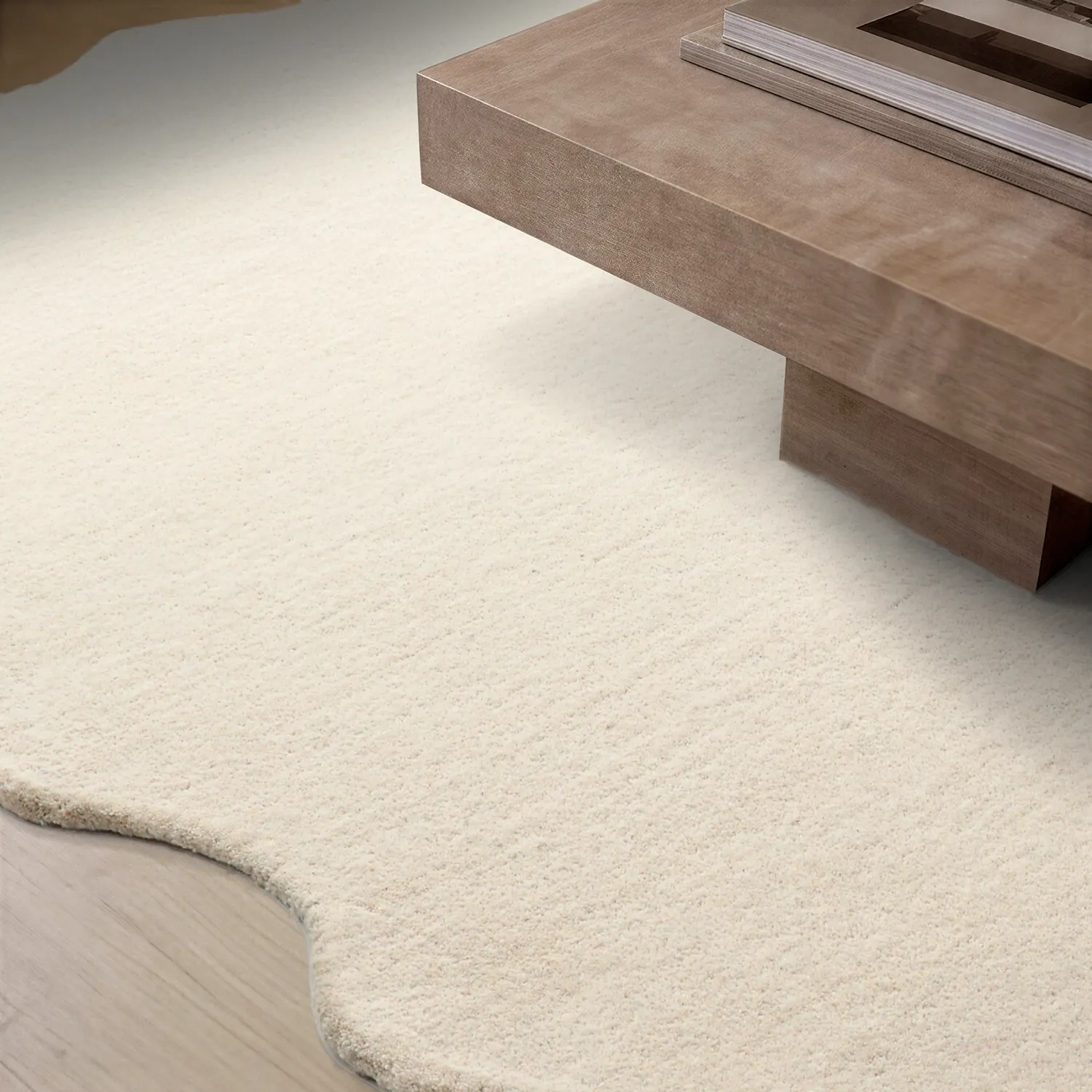 Falisty dywan wełniany - Diu Hand Tufted Wool Premium (krem)