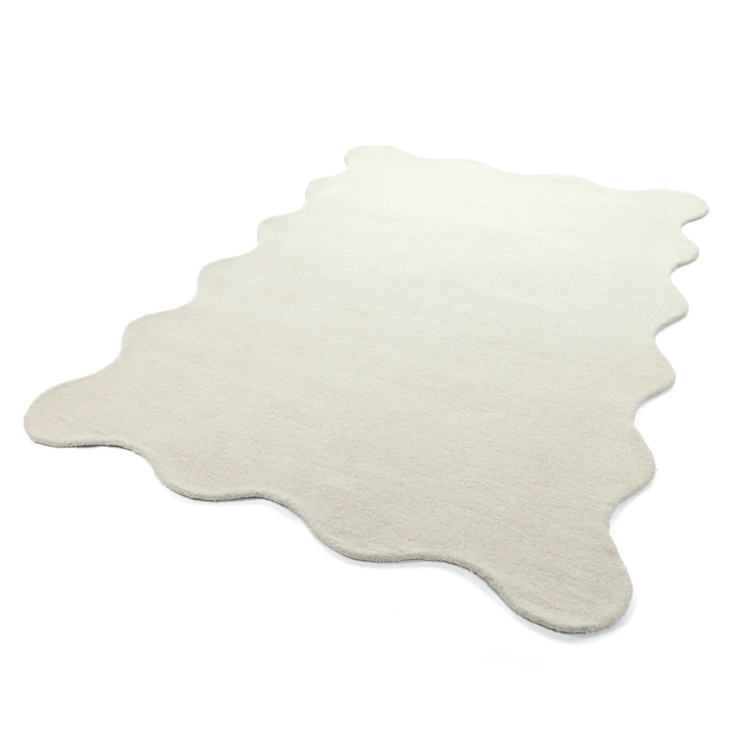 Falisty dywan wełniany - Diu Hand Tufted Wool Premium (biały)