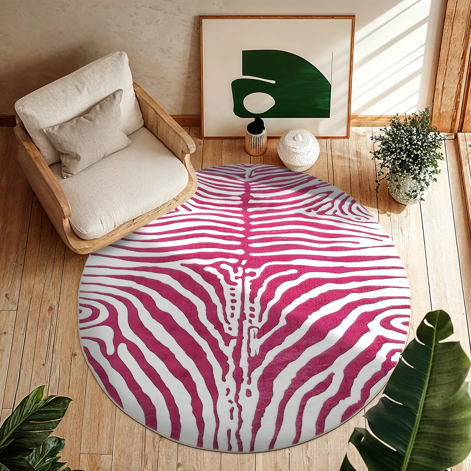 Okrągły dywan - Zebra (różowy)